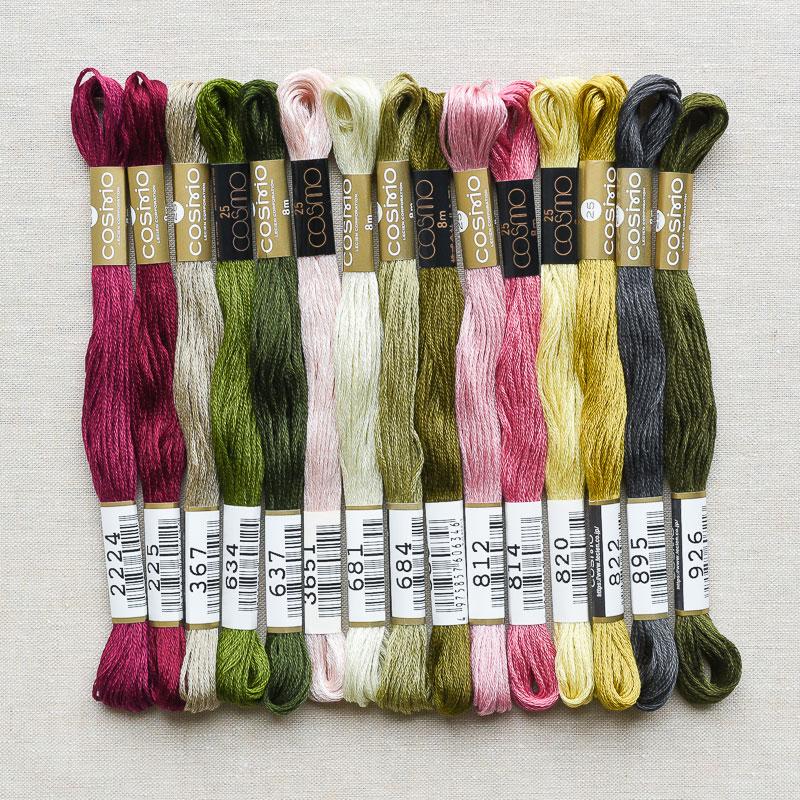 Cosmo : Embroidery Floss Palette : Celery & Beets : 15 pcs - the workroom
