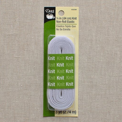 Dritz : White Non-roll Knit Elastic : 1/4" x 3 yards - the workroom
