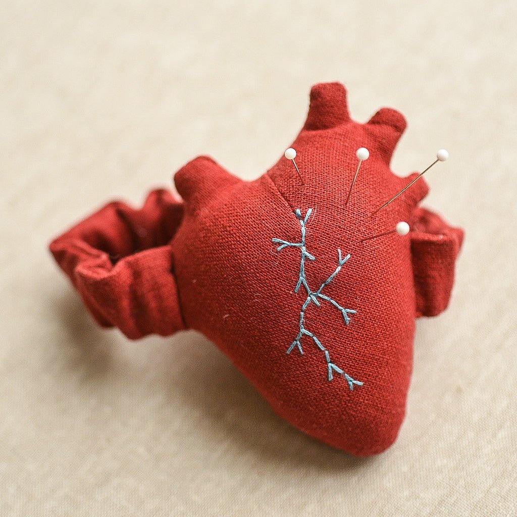 Gogo and Martin : Anatomical Heart Pin Cushion : Wristlet - the workroom