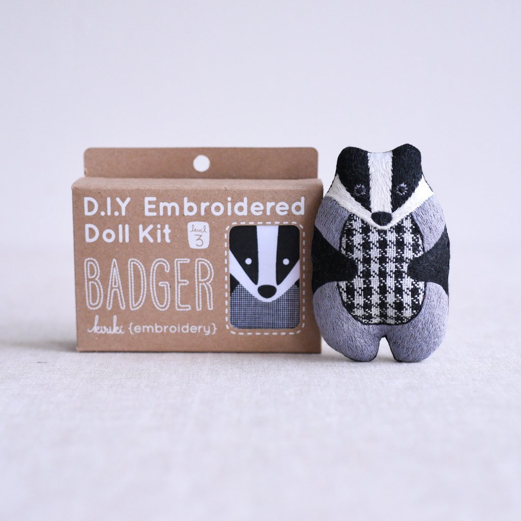 Kiriki Press : DIY Embroidered Doll Kit : Badger - the workroom