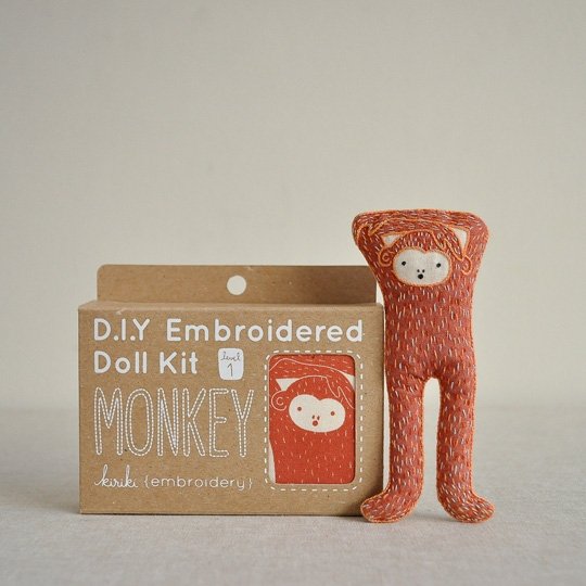 Kiriki Press : DIY Embroidered Doll Kit : Monkey - the workroom