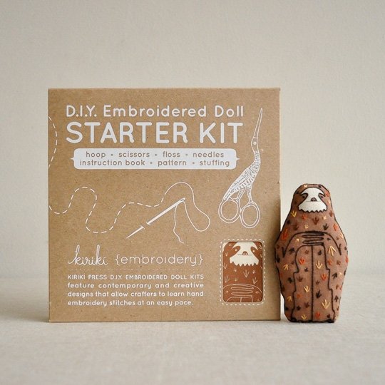Kiriki Press : Embroidered Doll Starter Kit : with Sloth - the workroom