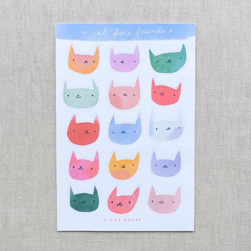 Lizzy House : Cat Face Sticker Sheet - the workroom