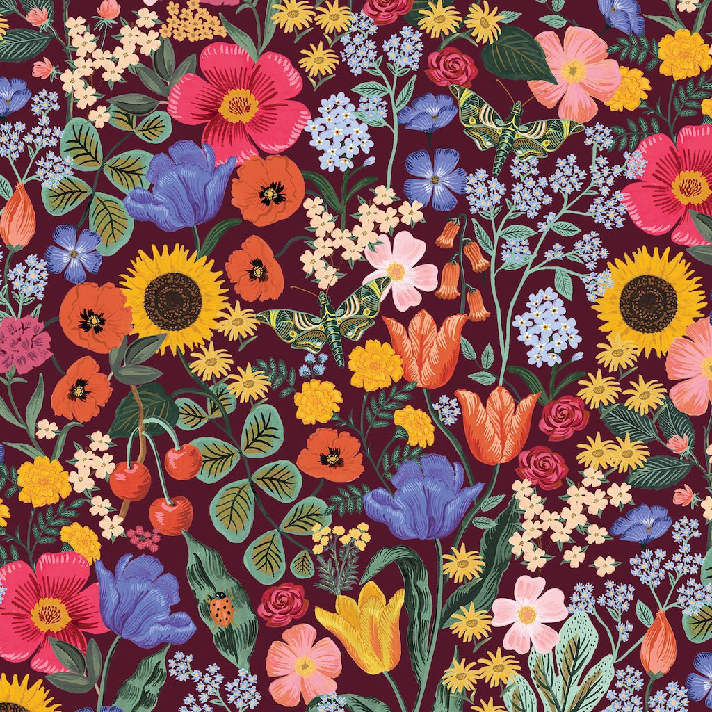 Rifle Paper Co. : Curio : Burgundy Blossom : Cotton Digiprint - the workroom