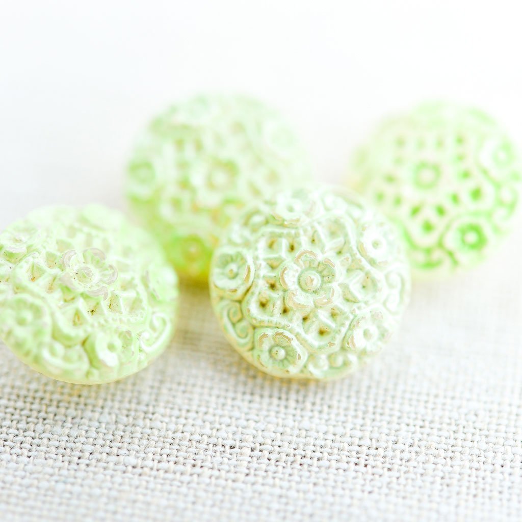 The Button Dept. : Glass : Key Lime Floral Lace - the workroom