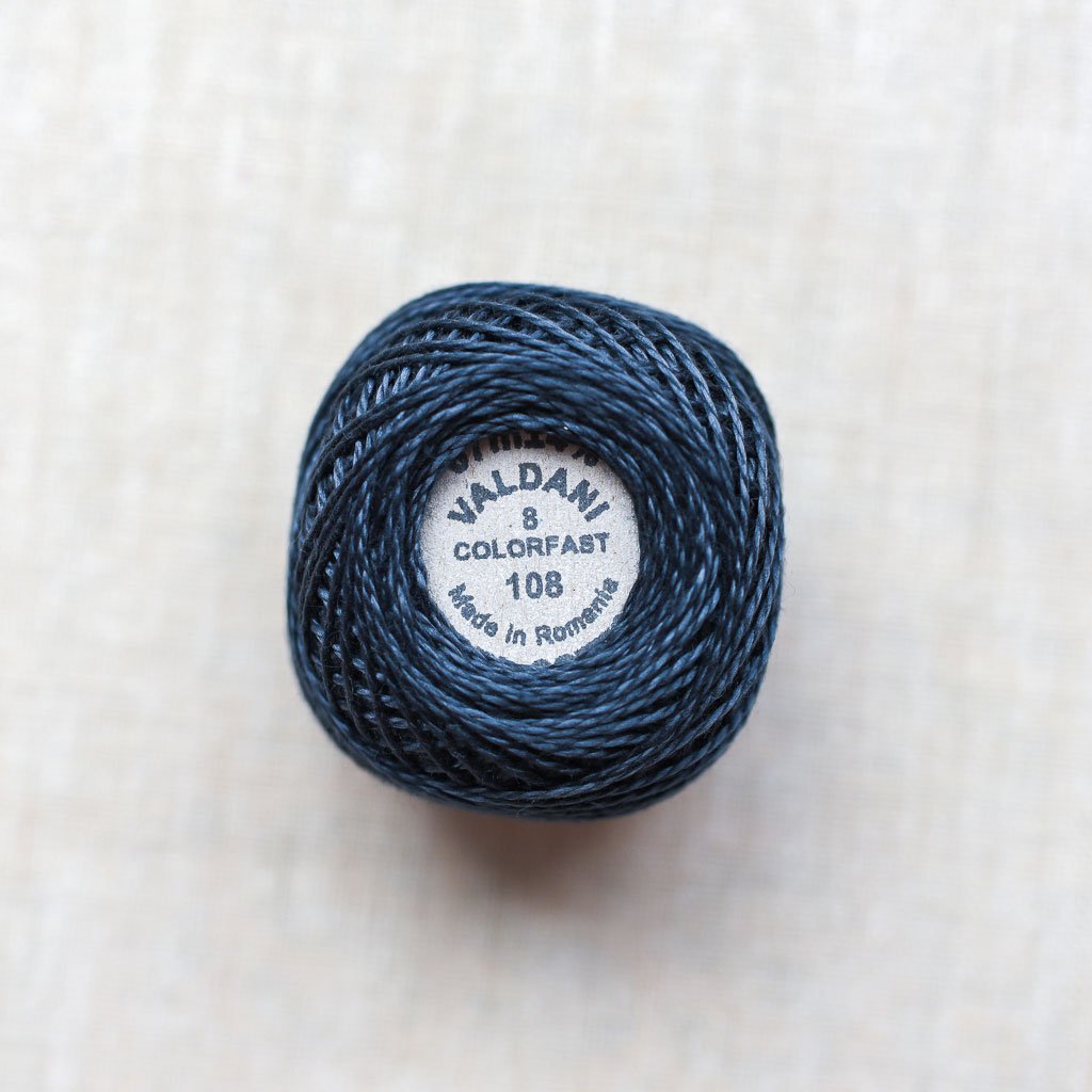 Valdani Pearl : 108 - Dusty Navy : Solid Cotton Thread : 8wt : 67m - the workroom