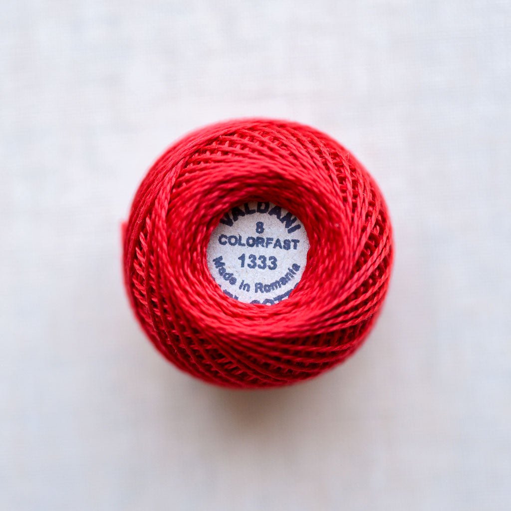 Valdani Pearl : 1333 - Christmas Red : Solid Cotton Thread : 8wt : 67m - the workroom
