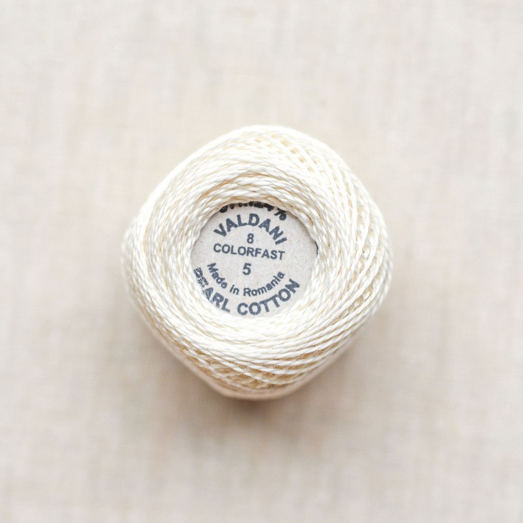 Valdani Pearl : 5 - Light Ecru : Solid Cotton Thread : 8wt : 67m - the workroom
