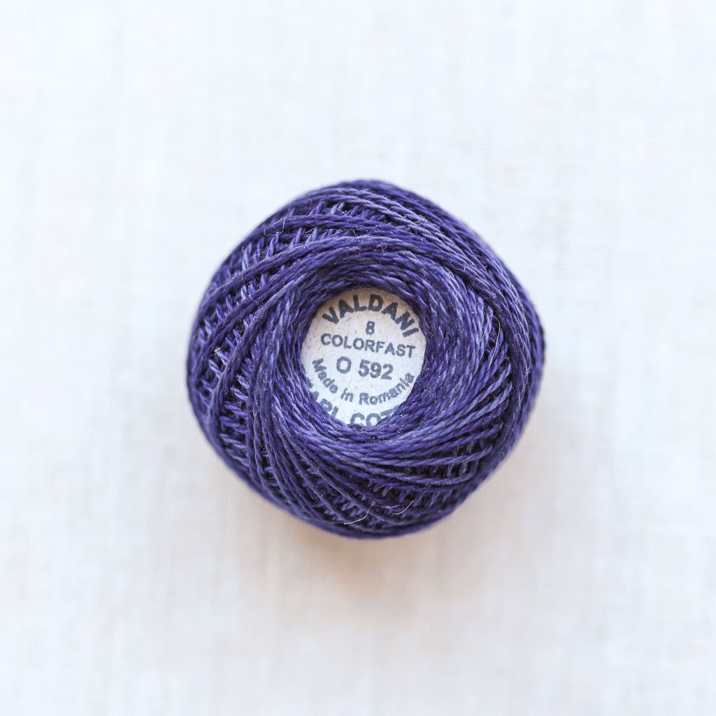 Valdani Pearl : O592 - Primitive Purple : Variegated Cotton Thread : 8wt : 67m - the workroom