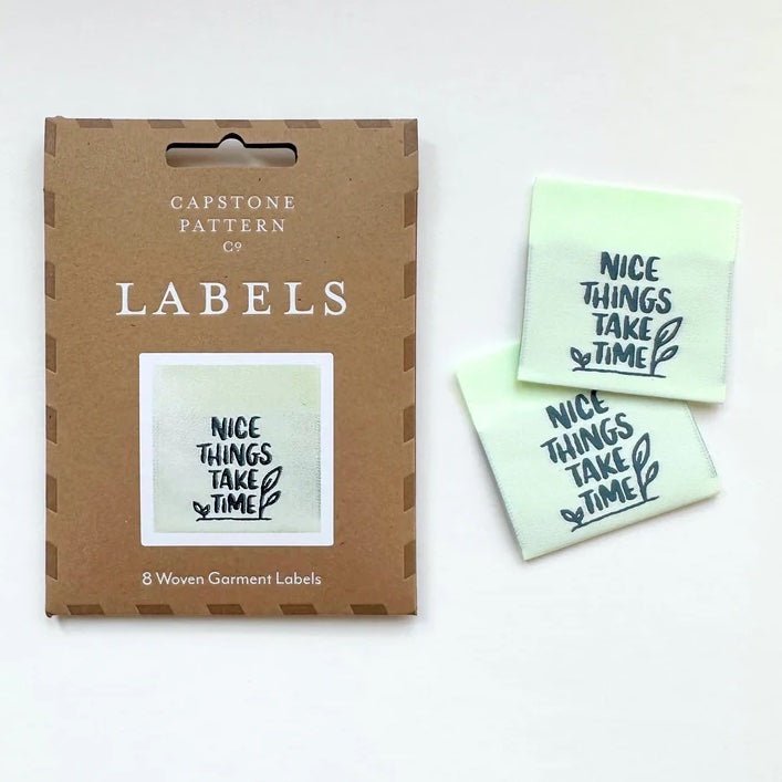 Capstone Pattern Co. : Woven Labels : Nice Things Take Time : 8 pcs - the workroom