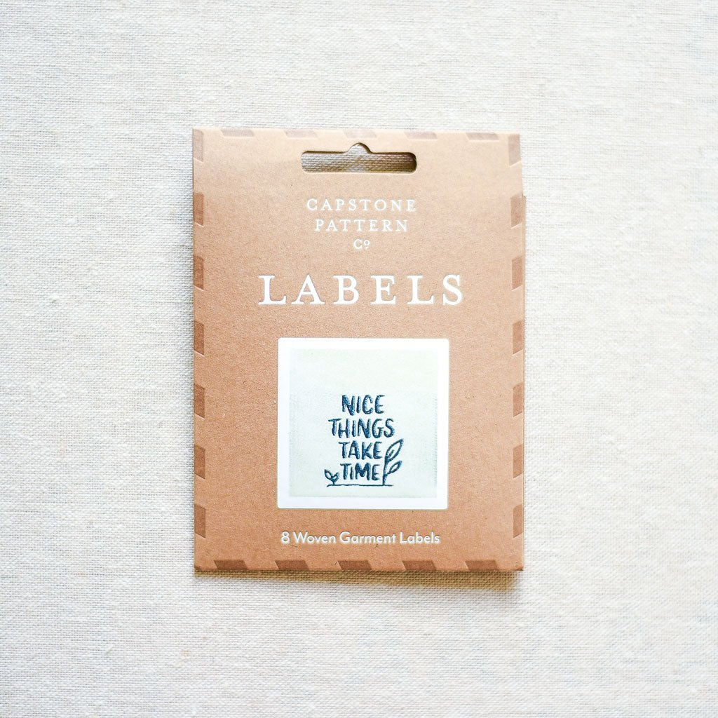 Capstone Pattern Co. : Woven Labels : Nice Things Take Time : 8 pcs - the workroom