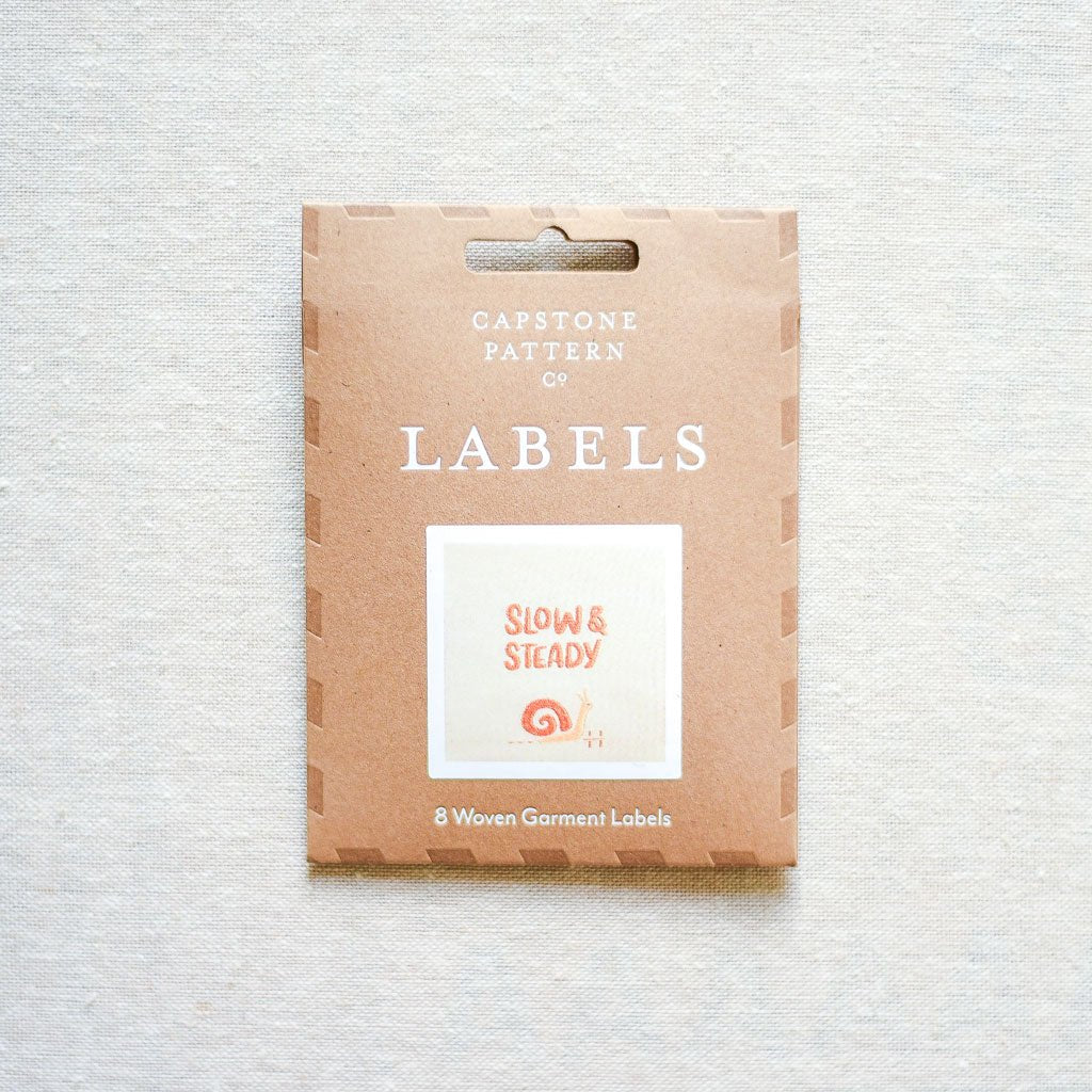 Capstone Pattern Co. : Woven Labels : Slow & Steady : 8 pcs - the workroom