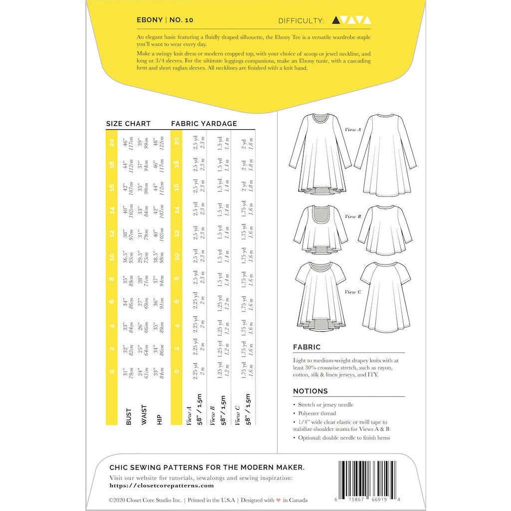 Closet Core Patterns : Ebony Knit Dress & T-Shirt Pattern - the workroom