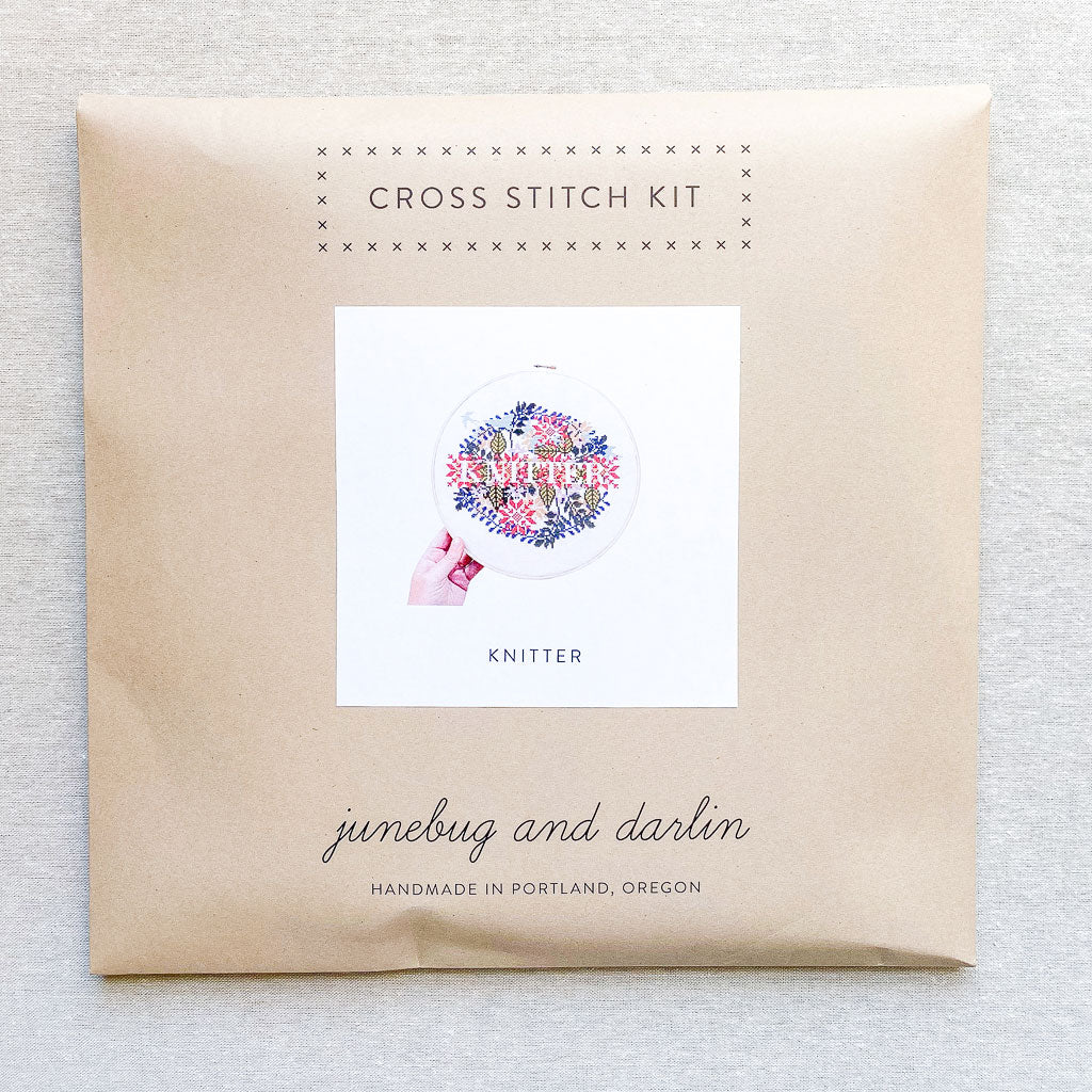 Junebug and Darlin : 10" Cross Stitch Kit : Knitter - the workroom