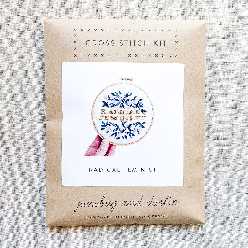 Junebug and Darlin : 5" Cross Stitch Kit : Radical Feminist - the workroom