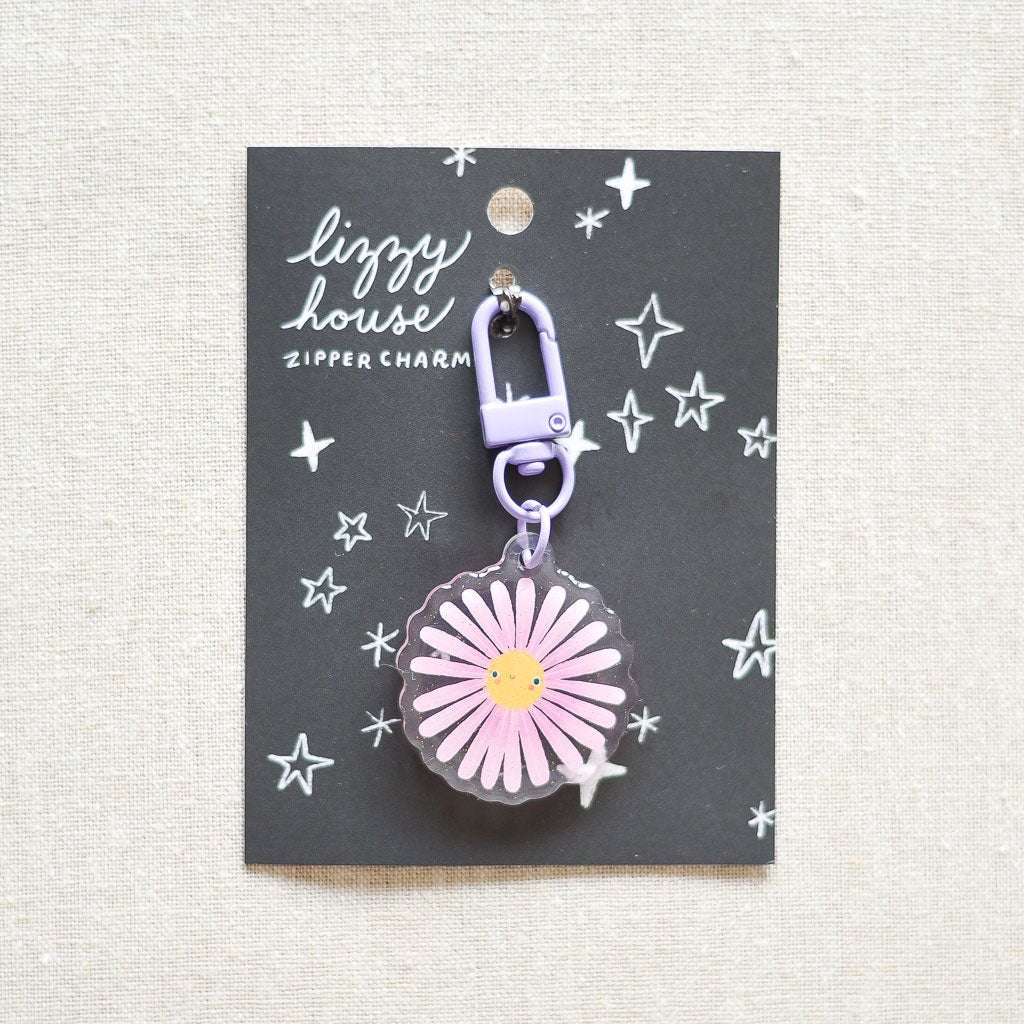 Lizzy House : Limited Edition Zipper Charm : Purple Aster - the workroom