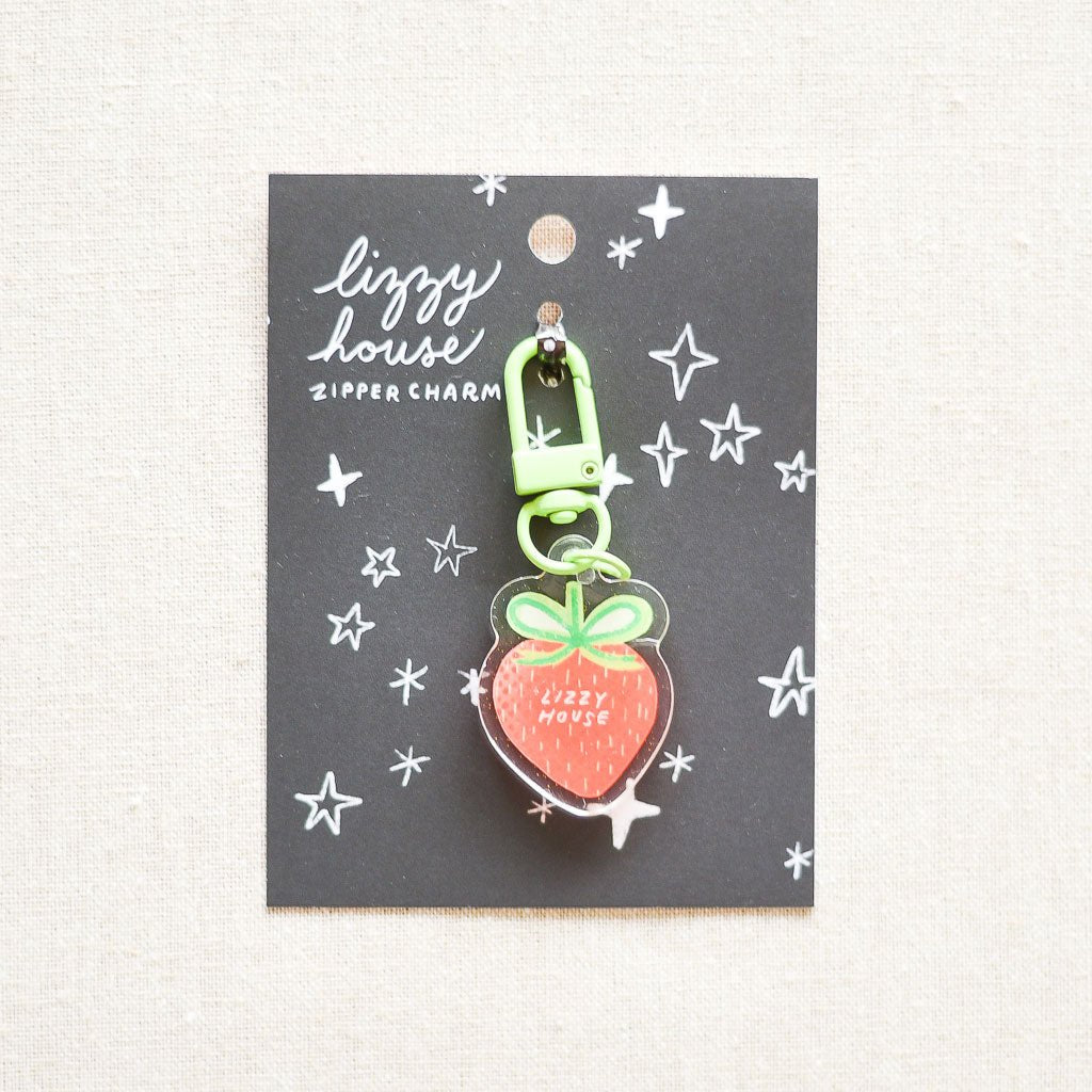 Lizzy House : Limited Edition Zipper Charm : Strawberry - the workroom