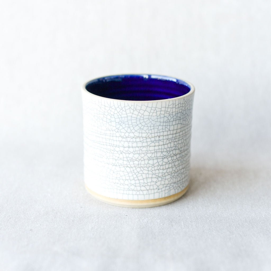 Steingut Pottery : Crackled White & Cobalt Tumbler - the workroom