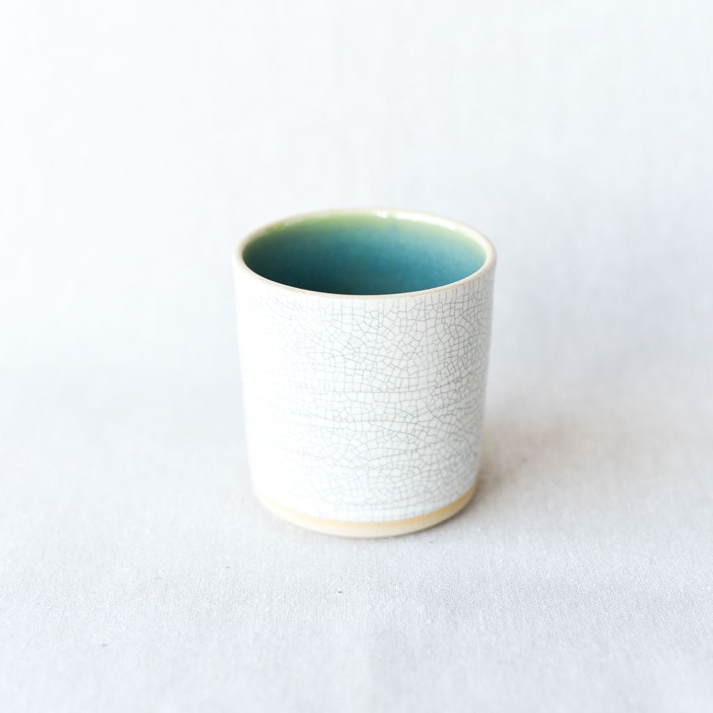 Steingut Pottery : Crackled White & Turquoise Tumbler #2 - the workroom