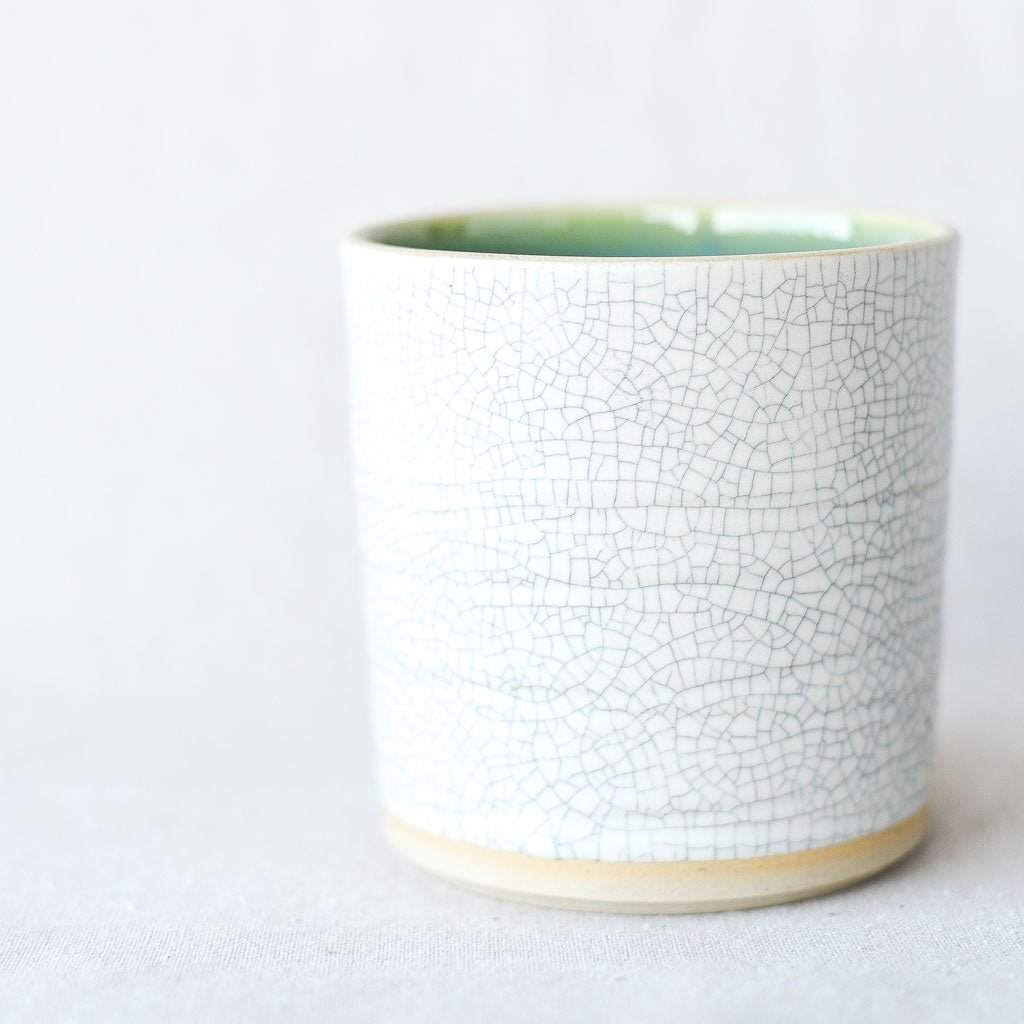 Steingut Pottery : Crackled White & Turquoise Tumbler #2 - the workroom