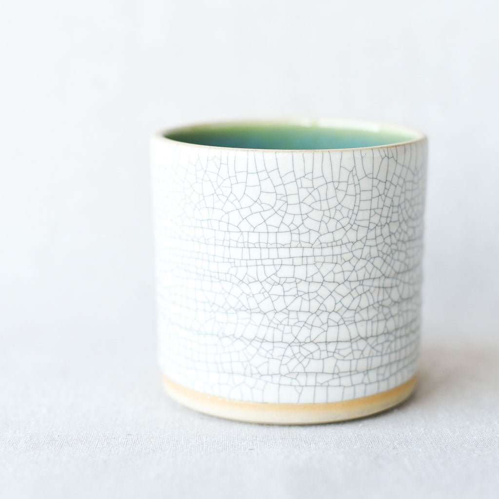 Steingut Pottery : Crackled White & Turquoise Tumbler #3 - the workroom