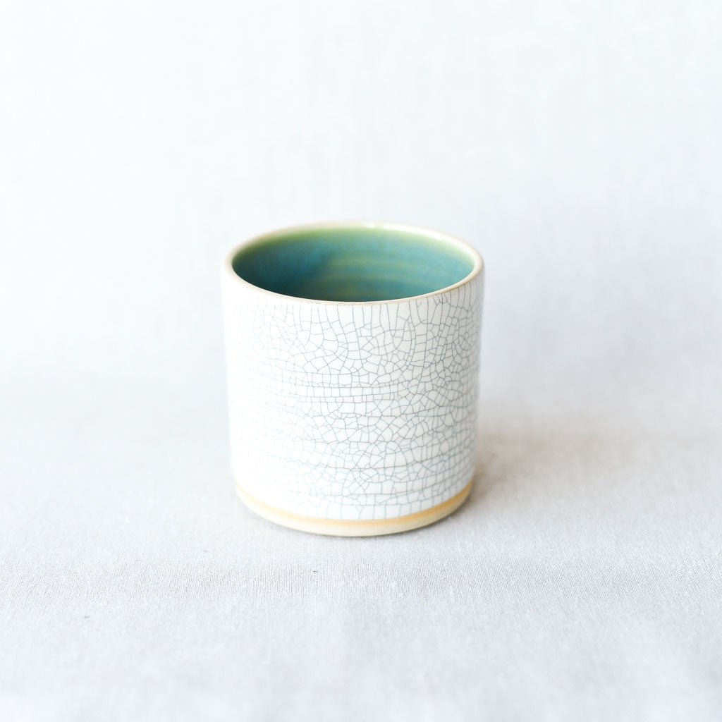 Steingut Pottery : Crackled White & Turquoise Tumbler #3 - the workroom