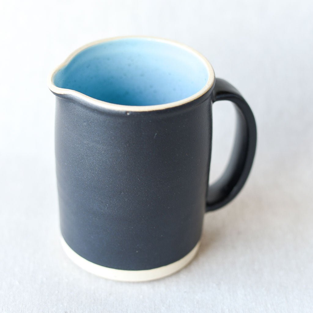 Steingut Pottery : Matte Black & Robin's Egg Pitcher - the workroom