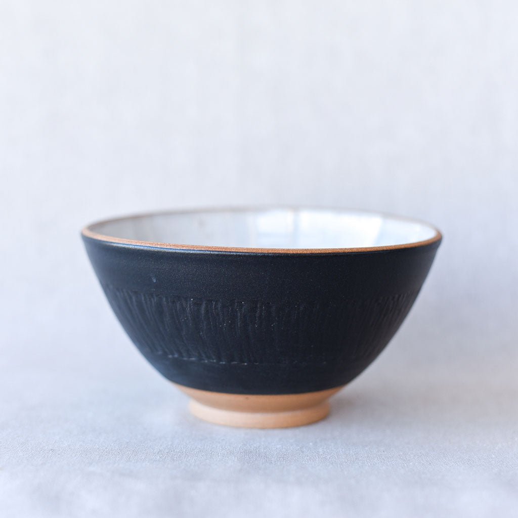 Steingut Pottery : Matte Black & Speckled White Cereal Bowl #1 - the workroom