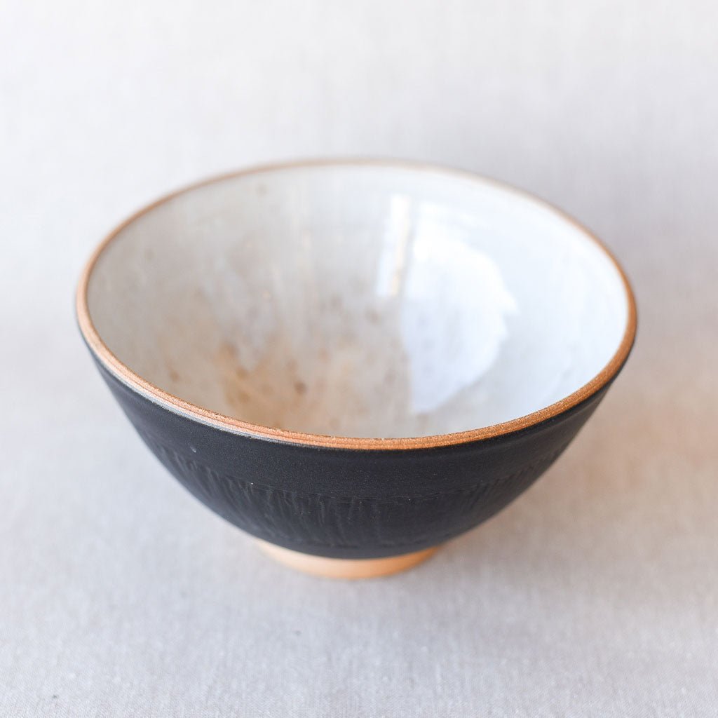 Steingut Pottery : Matte Black & Speckled White Cereal Bowl #1 - the workroom