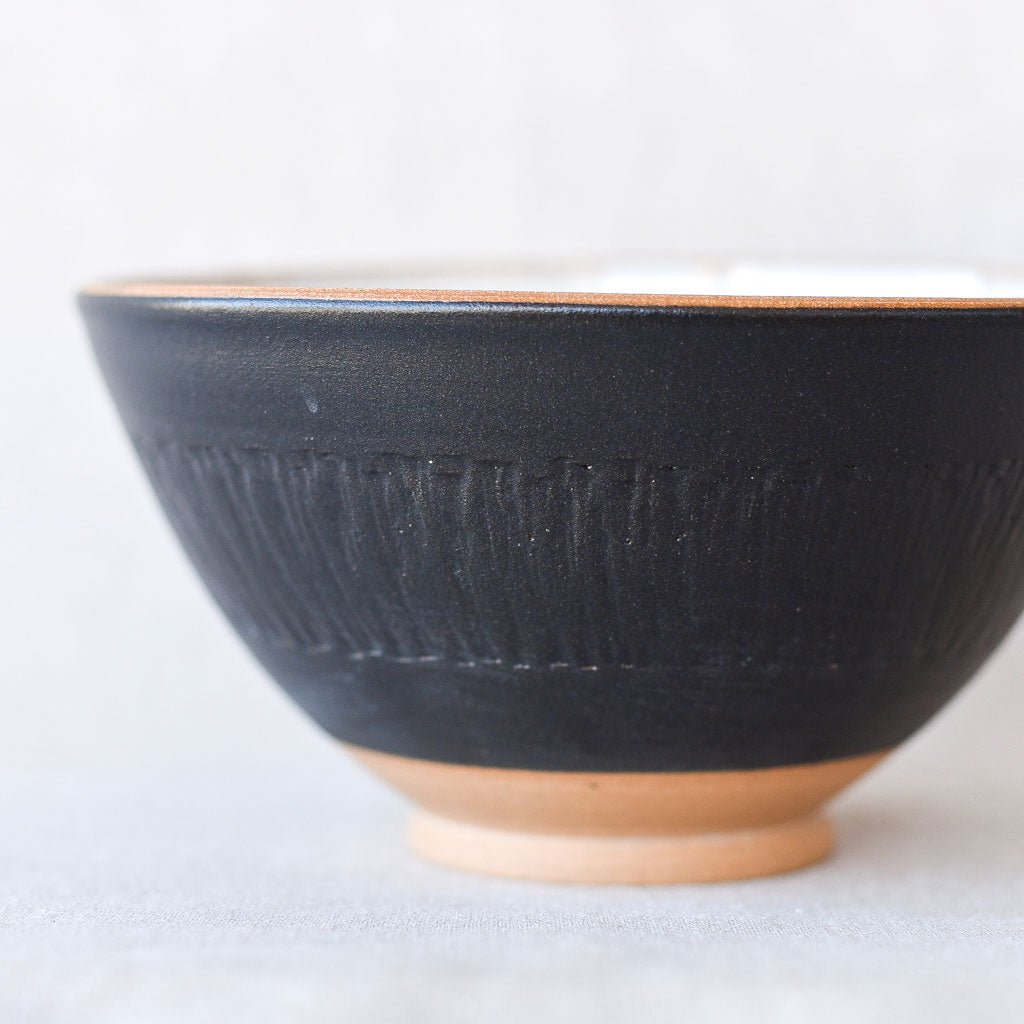 Steingut Pottery : Matte Black & Speckled White Cereal Bowl #1 - the workroom