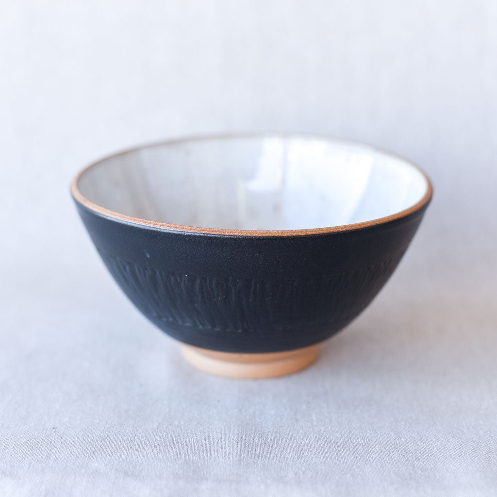 Steingut Pottery : Matte Black & Speckled White Cereal Bowl #1 - the workroom