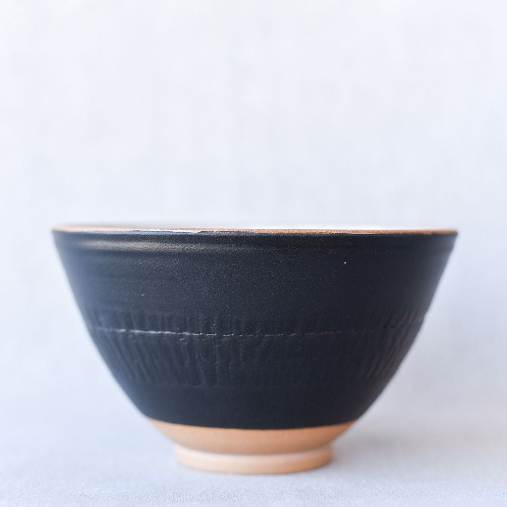 Steingut Pottery : Matte Black & Speckled White Cereal Bowl #3 - the workroom