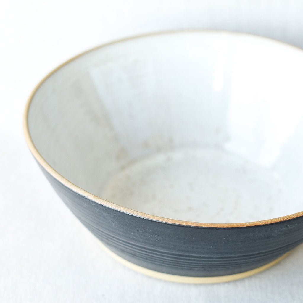 Steingut Pottery : Matte Black & Speckled White Fruit Bowl #1 - the workroom