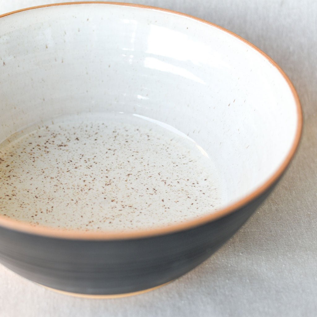 Steingut Pottery : Matte Black & Speckled White Fruit Bowl #2 - the workroom