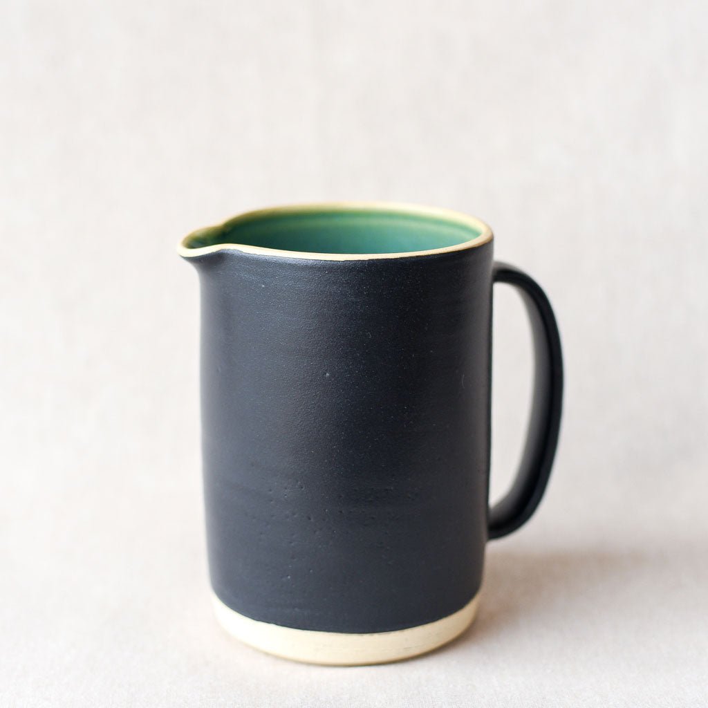 Steingut Pottery : Matte Black & Turquoise Pitcher #1 - the workroom