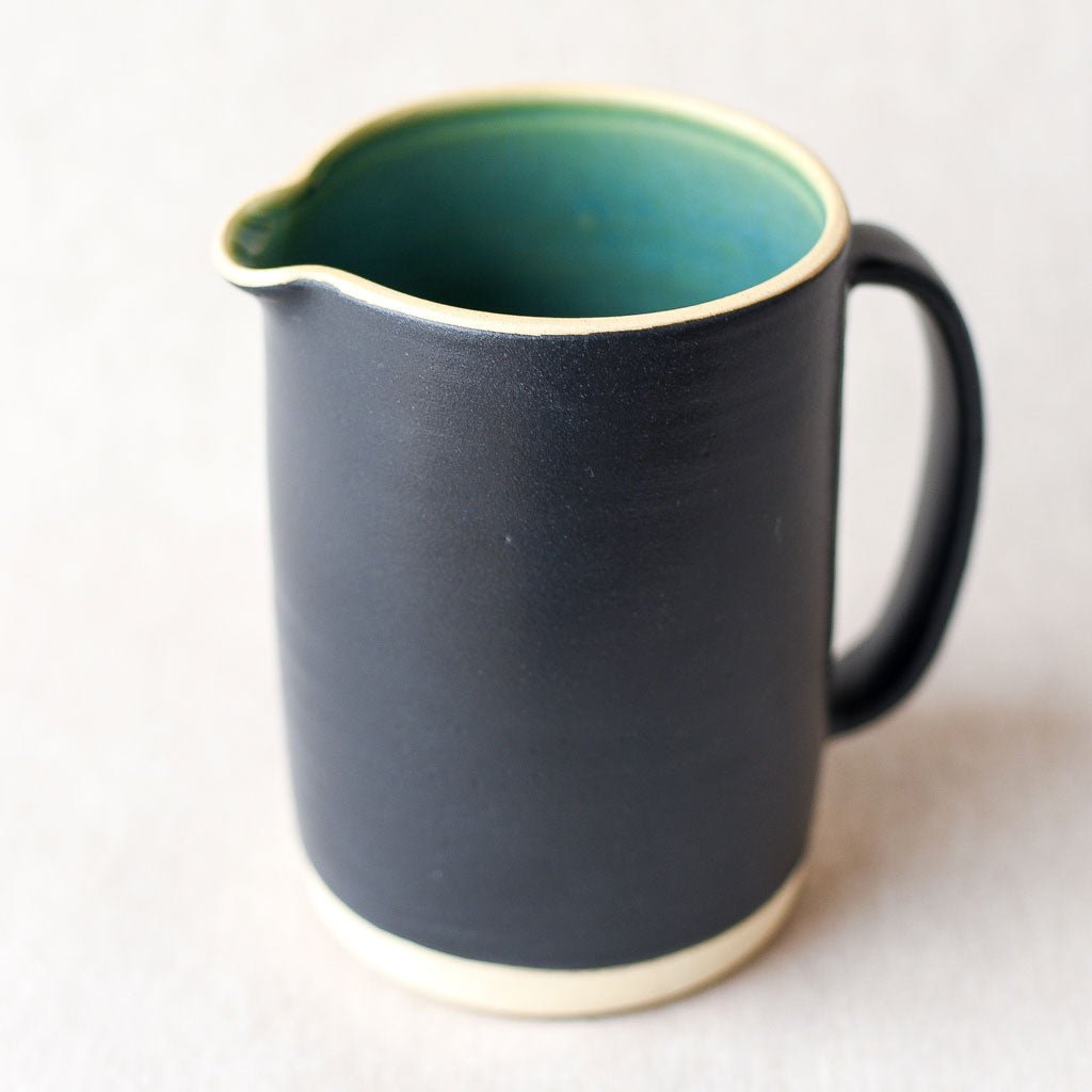 Steingut Pottery : Matte Black & Turquoise Pitcher #1 - the workroom