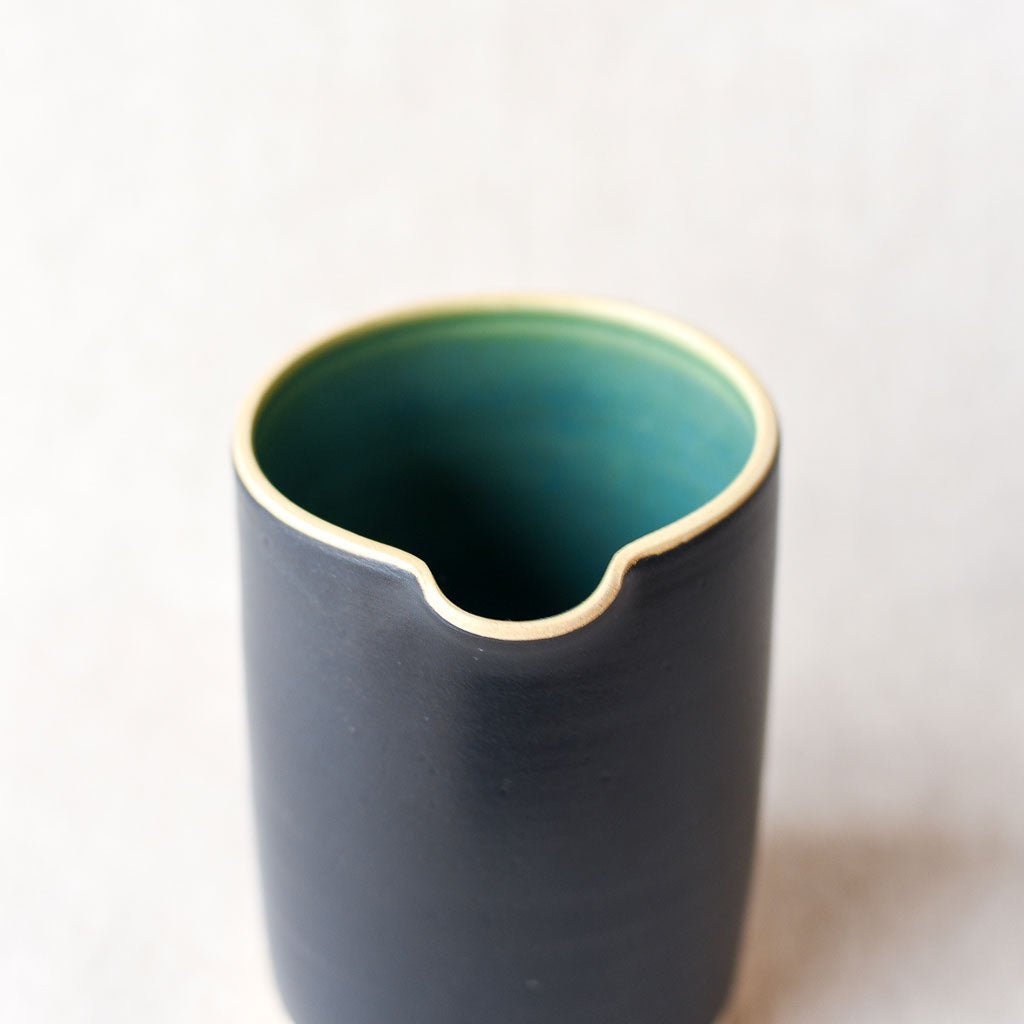 Steingut Pottery : Matte Black & Turquoise Pitcher #1 - the workroom