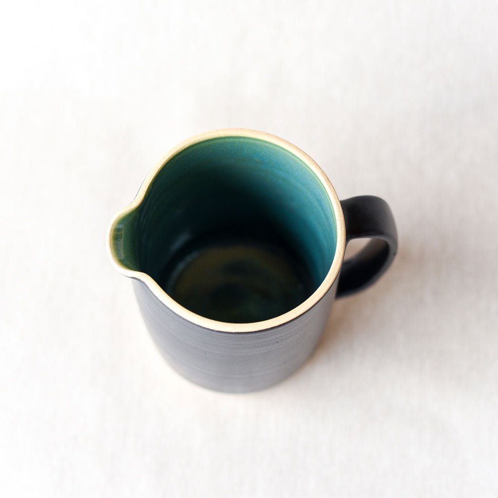 Steingut Pottery : Matte Black & Turquoise Pitcher #2 - the workroom