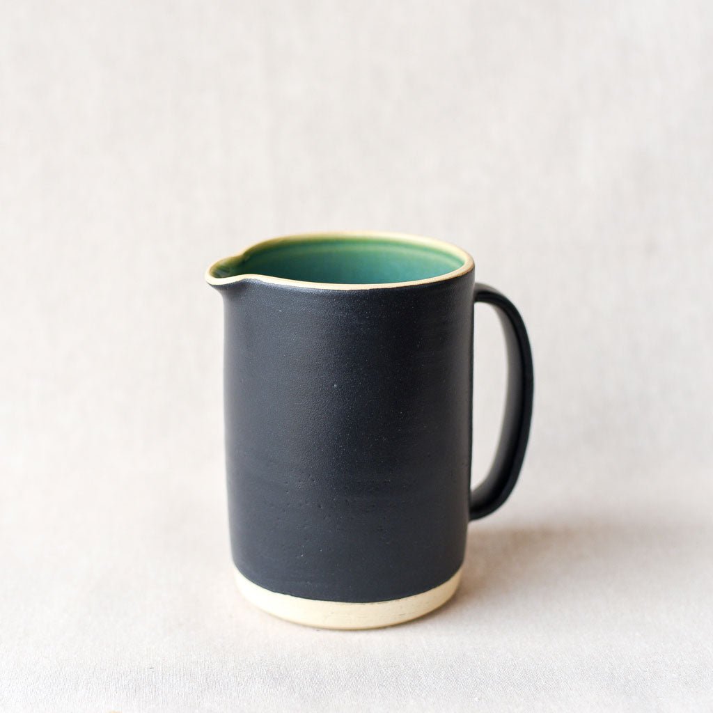 Steingut Pottery : Matte Black & Turquoise Pitcher #2 - the workroom