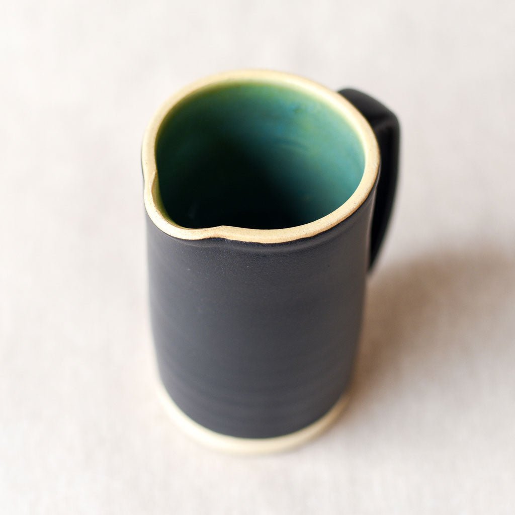 Steingut Pottery : Matte Black & Turquoise Pitcher #2 - the workroom