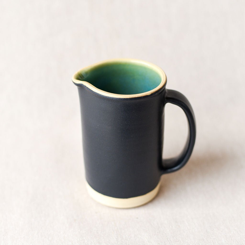 Steingut Pottery : Matte Black & Turquoise Pitcher #3 - the workroom