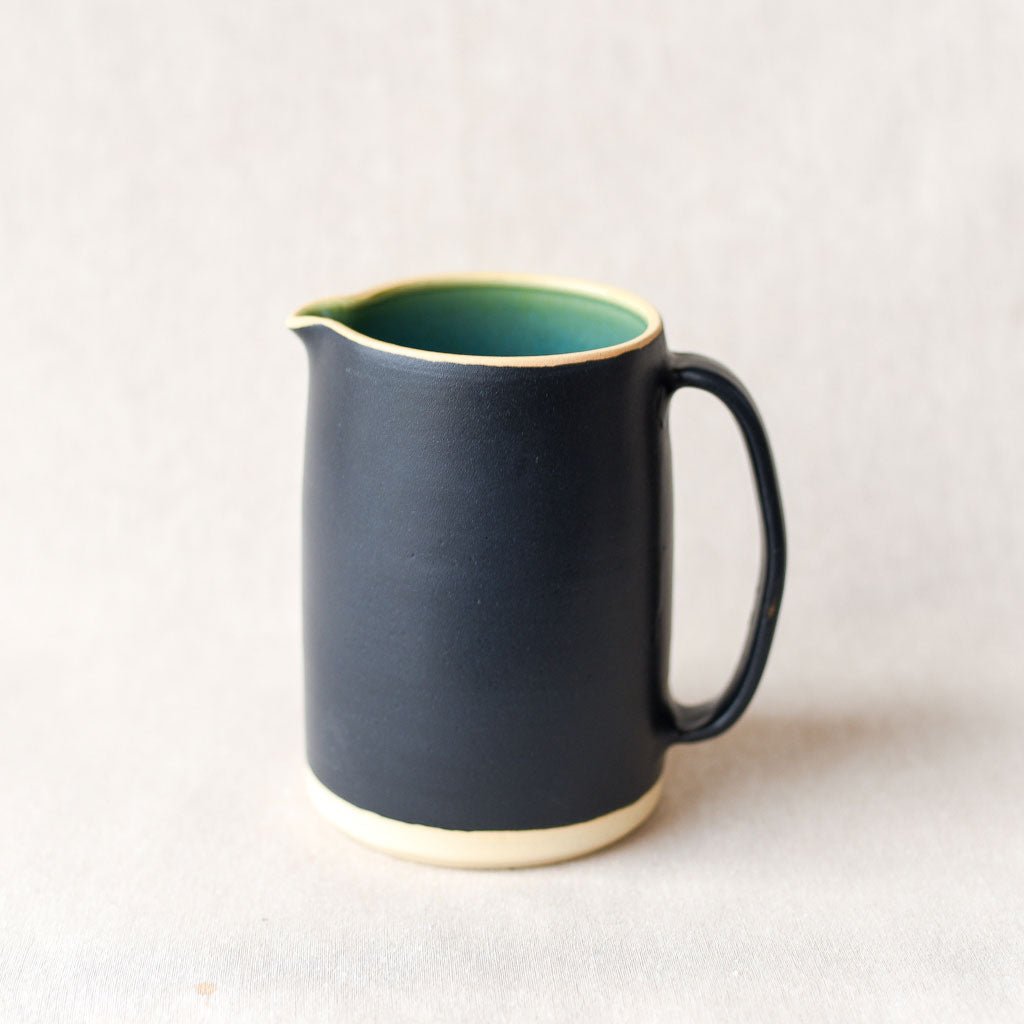 Steingut Pottery : Matte Black & Turquoise Pitcher #4 - the workroom