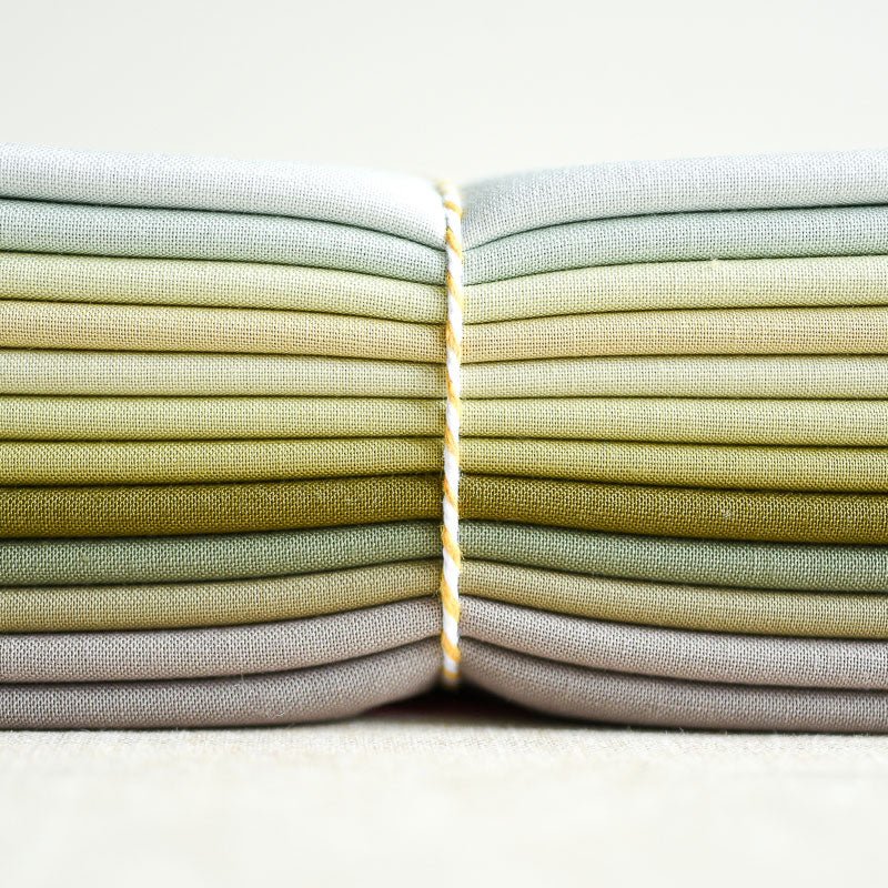 the workroom : Kona Solids Bundle : 365 Row 28 : Desert Green to Zinc - the workroom