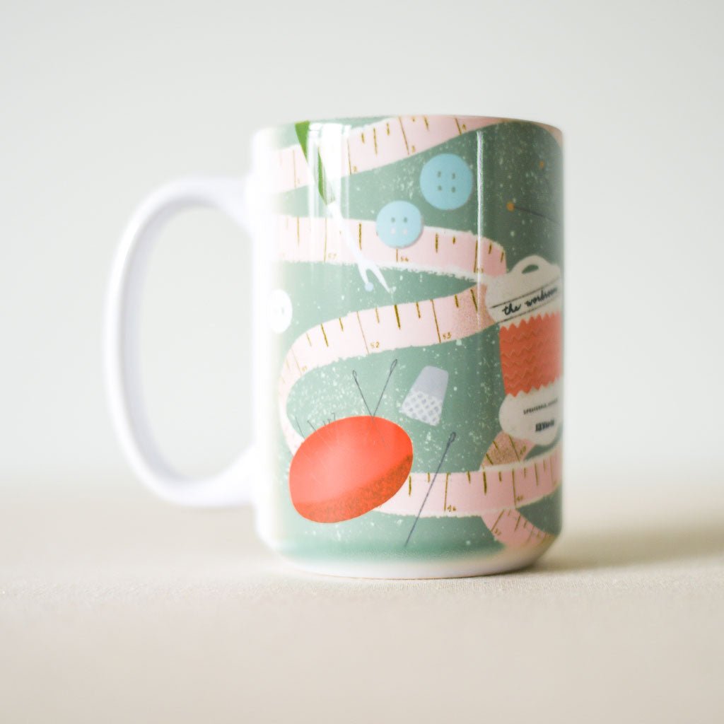 the workroom Supply : Lizzy House : Green workroom Notions Mug - the workroom