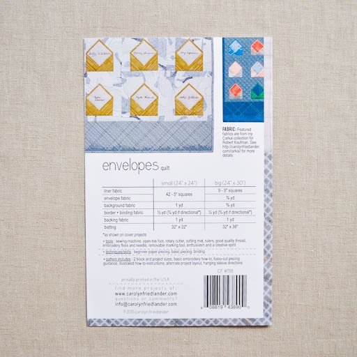 Carolyn Friedlander : Envelopes Quilt Pattern - the workroom