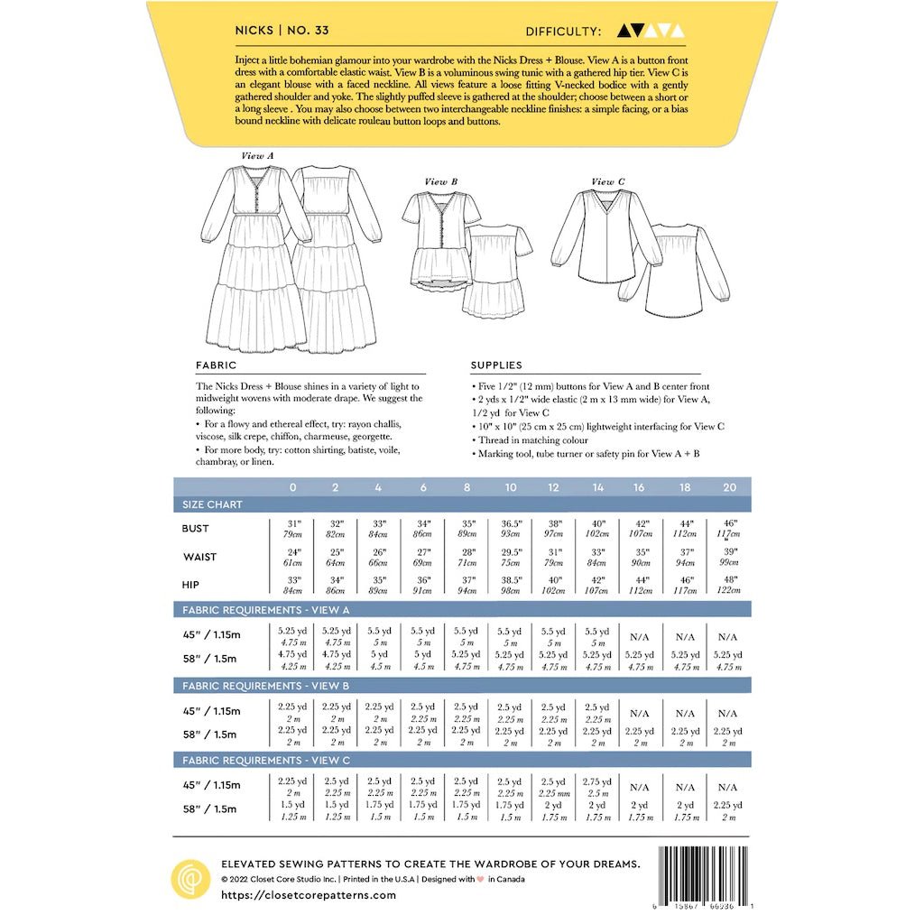 Closet Core Patterns : Nicks Dress & Blouse Pattern - the workroom