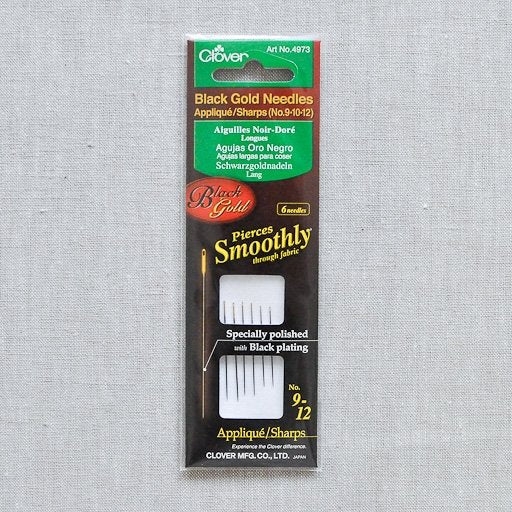Clover : Black Gold Hand Sewing Needles : Applique/Sharps : Size 9, 10, 12 - the workroom