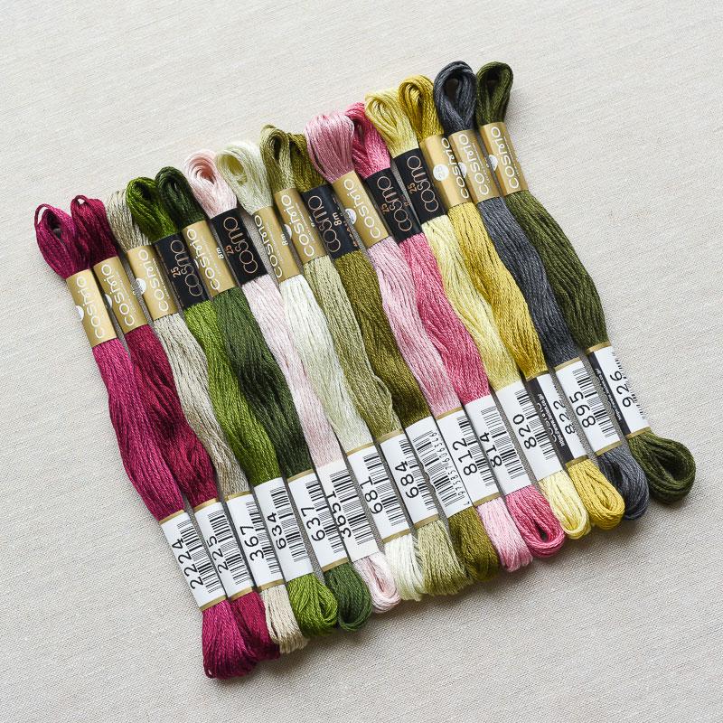 Cosmo : Embroidery Floss Palette : Celery & Beets : 15 pcs - the workroom