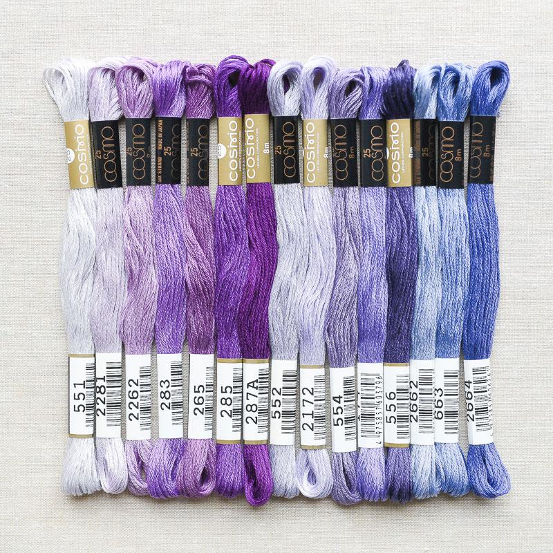 Cosmo : Embroidery Floss Palette : Lavender Fields : 15 pcs - the workroom