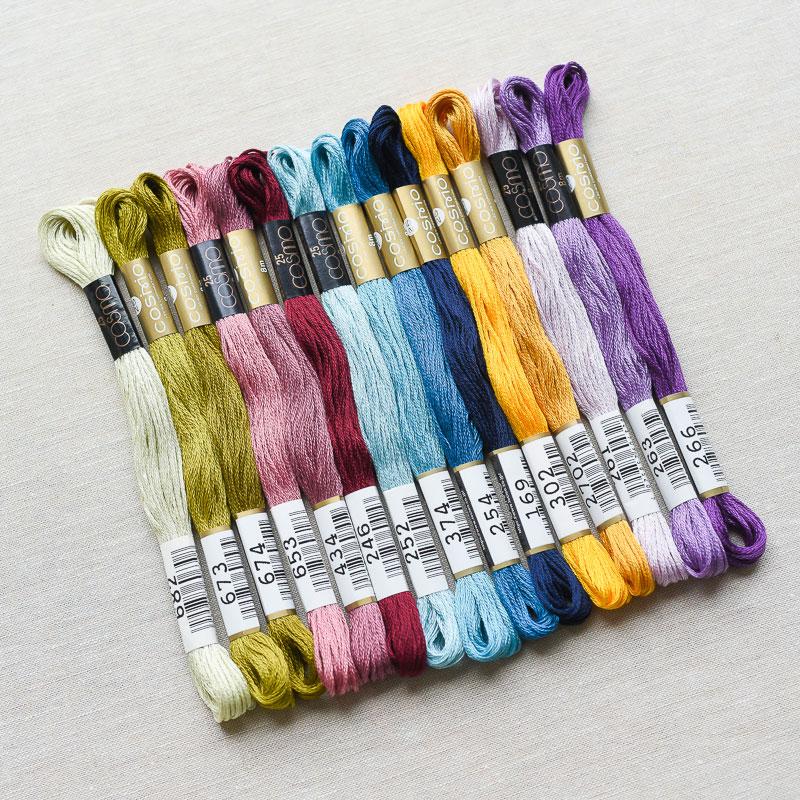 Cosmo : Embroidery Floss Palette : Underwater Regal : 15 pcs - the workroom